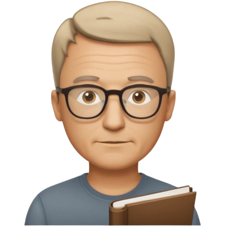 hombre, 50 años pelo poco rapado delgado con gafas de lectura emoji