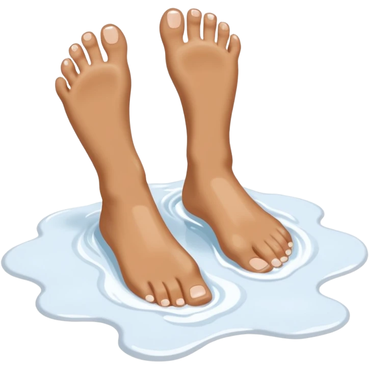 Barefeet balancing in white paint puddle emoji