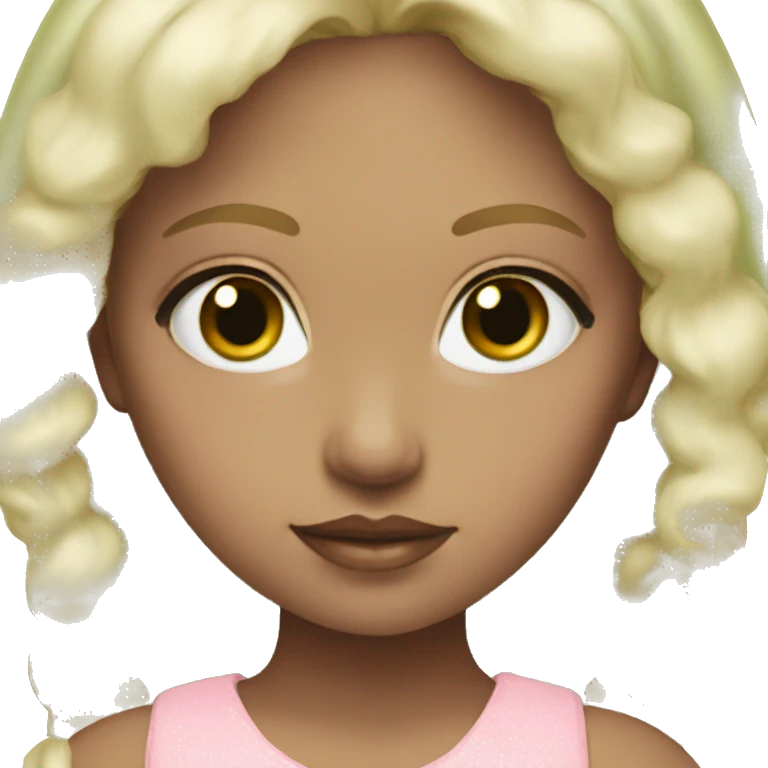 Brown-green doll eyes, blonde hair, feminine, pink, girl, angelic emoji