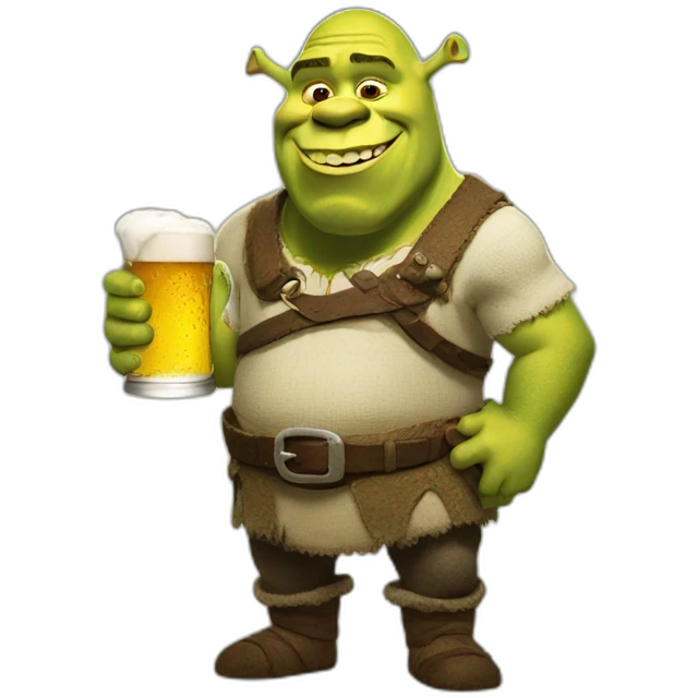 Shrek holding beer emoji