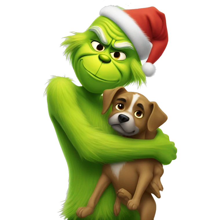 Grinch hugging his dog emoji