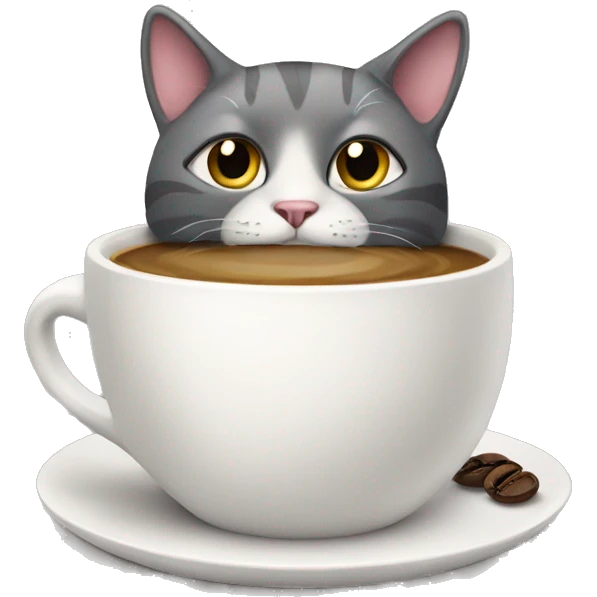 Cat with coffee cup emoji
