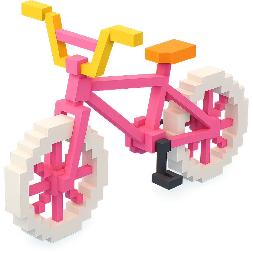 розовый велосипед BMX c белыми колесами, no background emoji