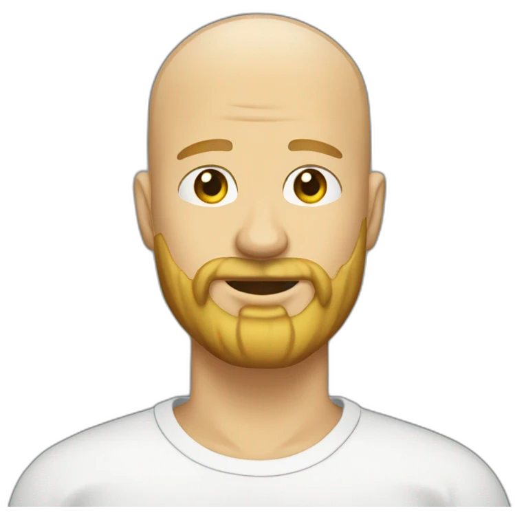 Blonde beard bald head man shed background emoji
