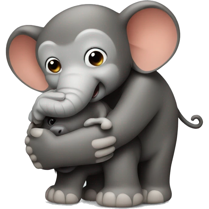 Monkey hugging elephant emoji