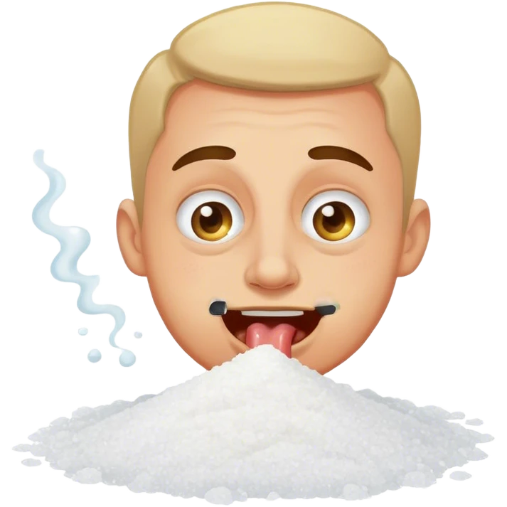 Happy man snorting salt with big pupils emoji