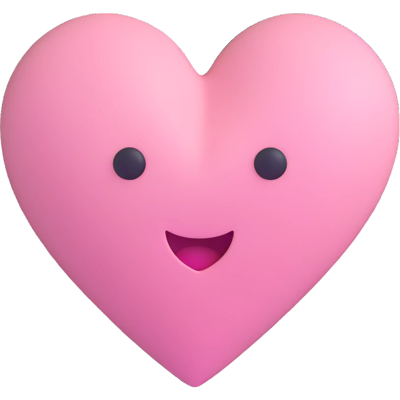 3D emoji style pastel pink heart, soft and plush emoji