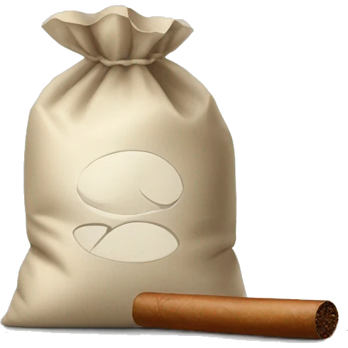 a bag of flour smokes a cigar emoji