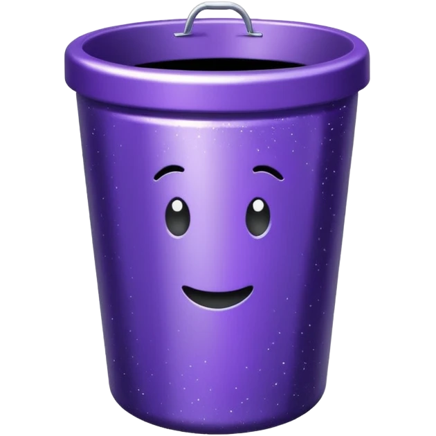Glitter Purple and Cian rubbish bin emoji