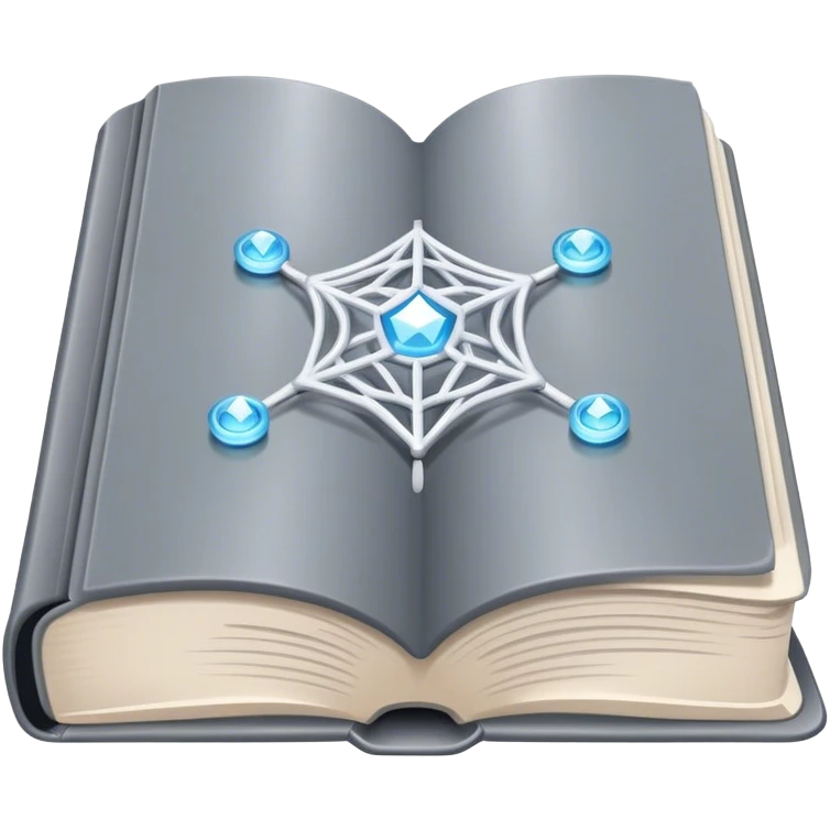 magical grey book of networking with a magic web emoji