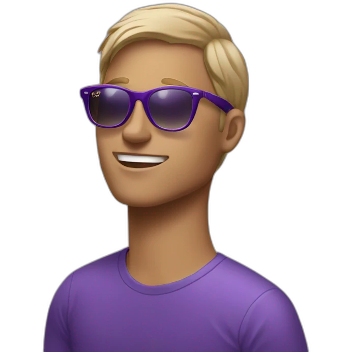 young white men purple party wearing ray-ban emoji