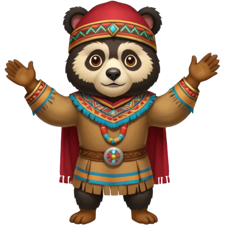 Spectacled bear in Cusco Inca attire with the Manco Capac costume which is with coroca and Inca emoji