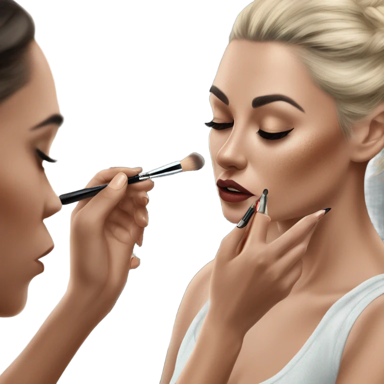 Hyper Realistic Beautiful lightly tattooed woman applying make-up in a mirror  emoji