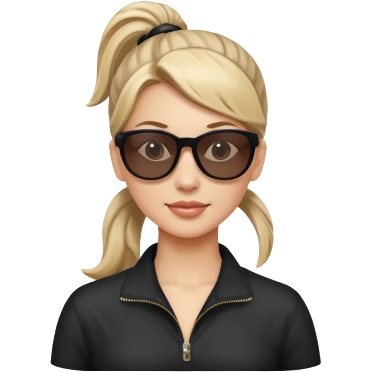 Woman with ponytail, sunglasses emoji
