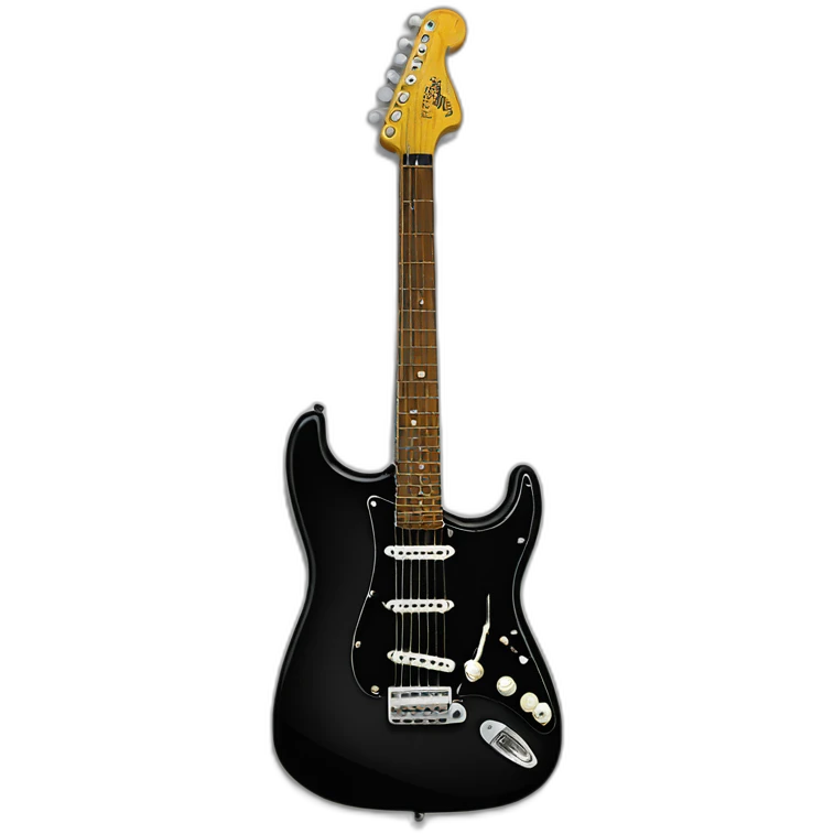 black stratocaster with stickers emoji