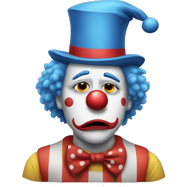 a sad clown crying emoji