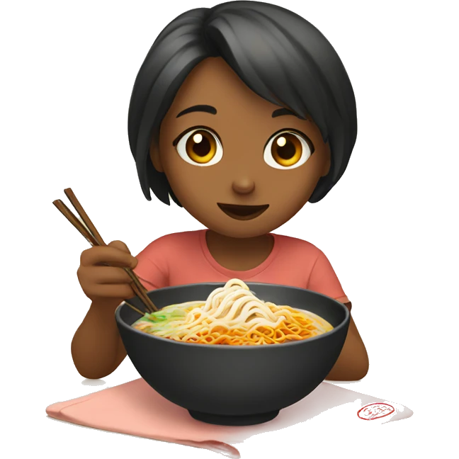 cute girl eating ramen  emoji