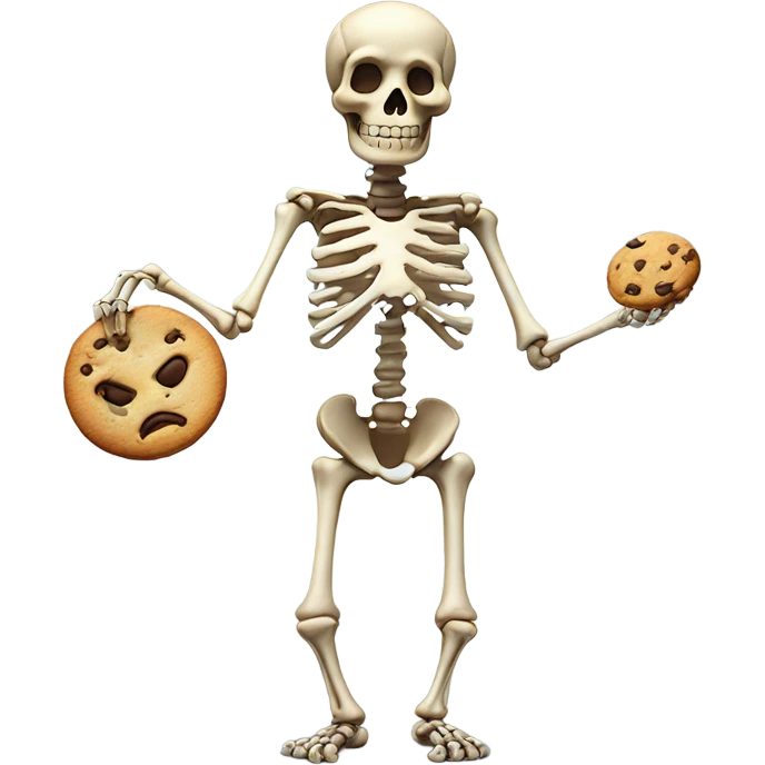 Skeleton with cookie emoji