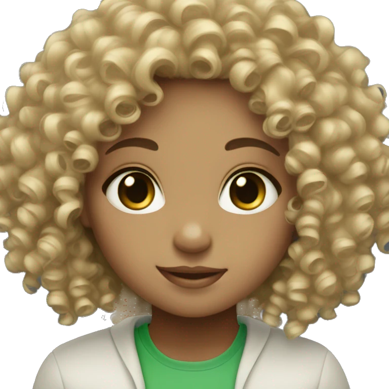curly hair girl with green eyes and light skin  emoji