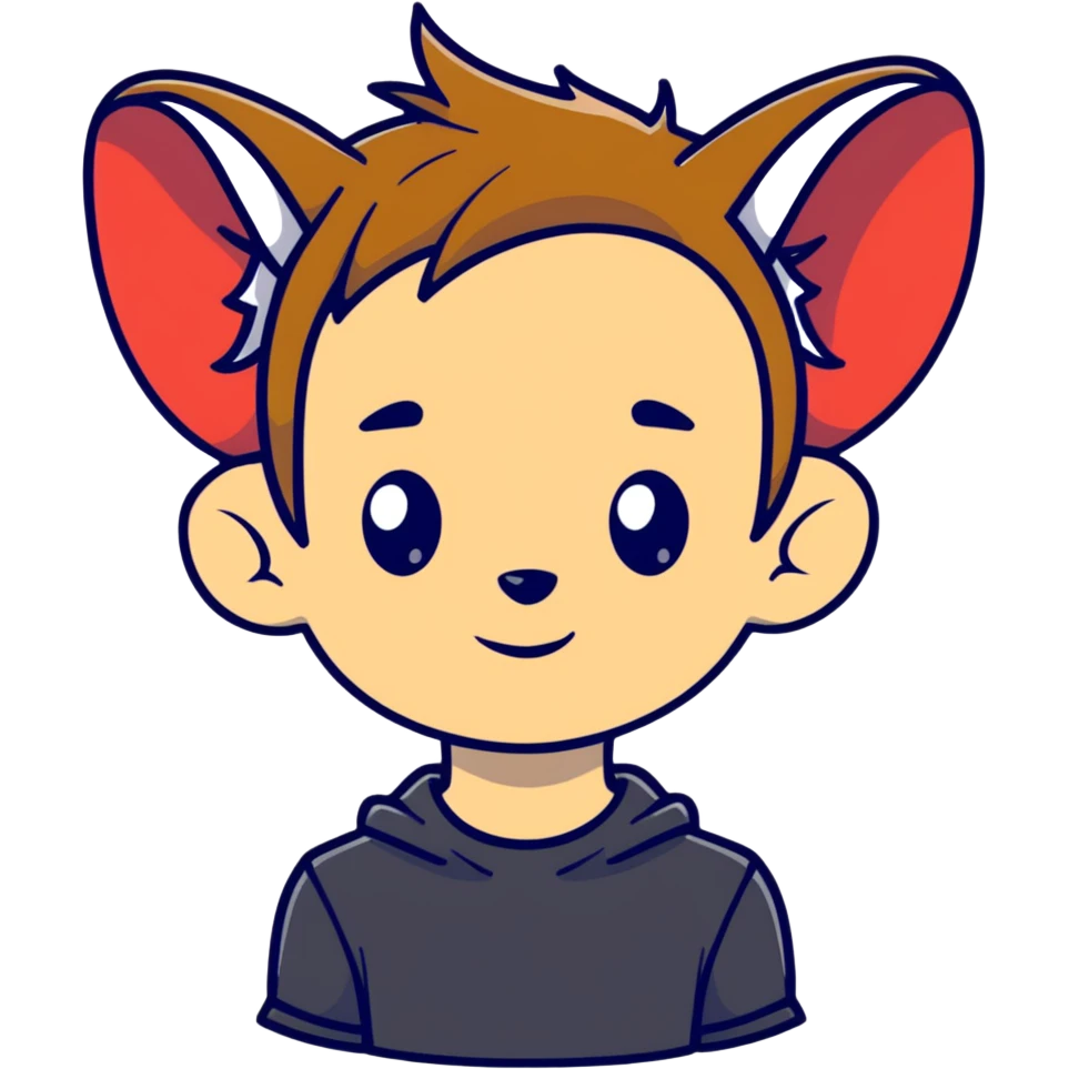 Boy light brown hair skinnny puppy ears emoji