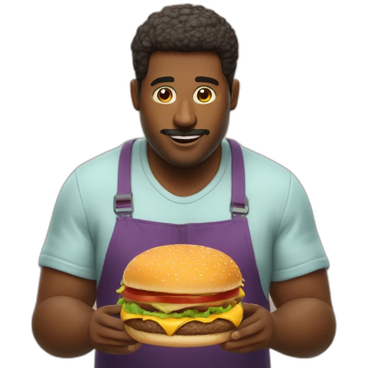 homme gros qui mange un burger emoji