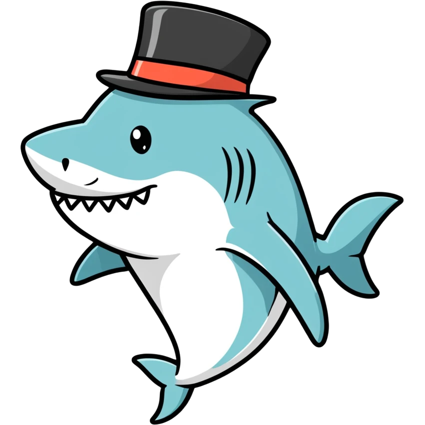 Shark with a top hat emoji