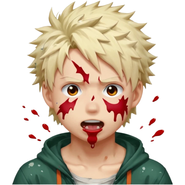 Katsuki Bakugo’s face showing physical delight and a blushed face with white paint splattered around his mouth With lots of drool emoji