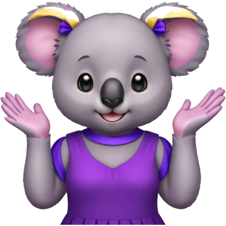 Koala purple drees eyelashe clapping emoji