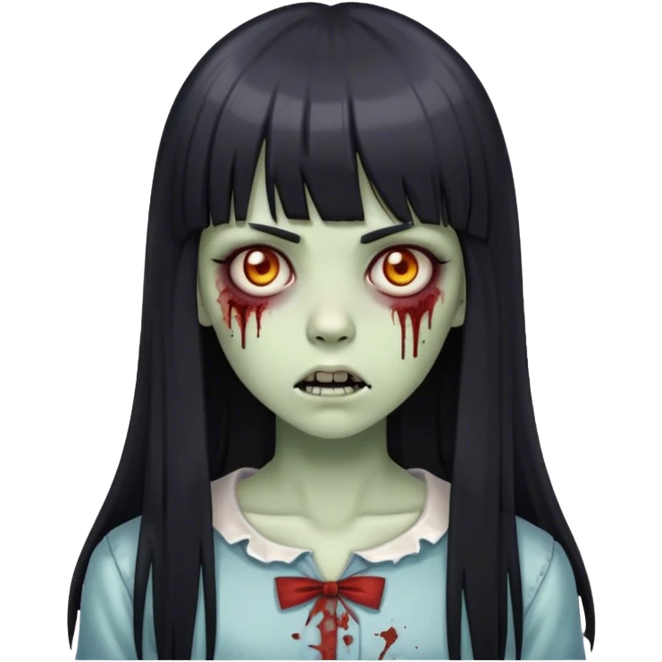 zumbie girl with black long straight hair with bangs (like this 🧟‍♀️) emoji