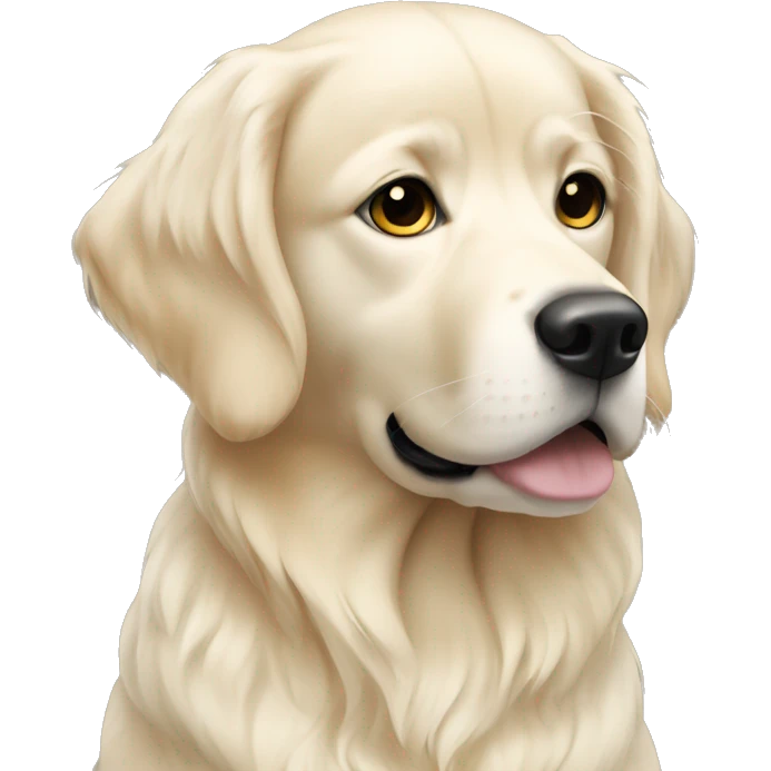 Black haired white girl with English cream gold retriever  emoji
