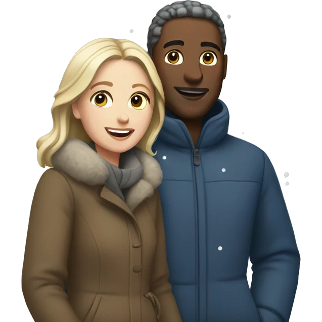 White Couple in snow  emoji