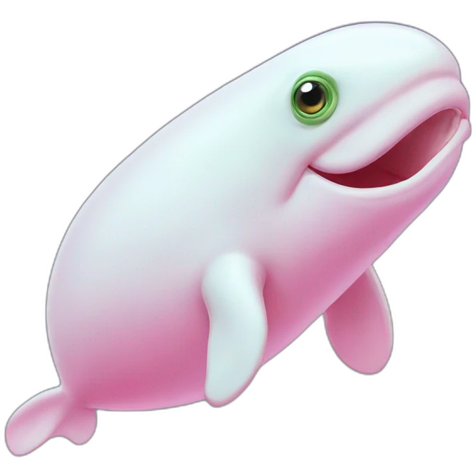 Pink beluga whale with the face of a frog emoji