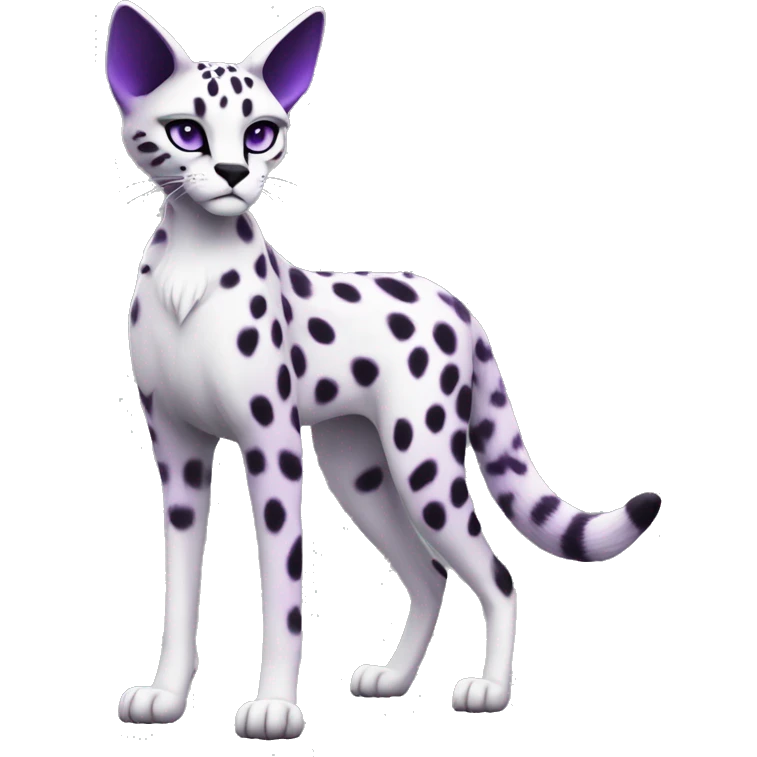 Epic Edgy Black White Purple ethereal Serval-Fionbri full body emoji