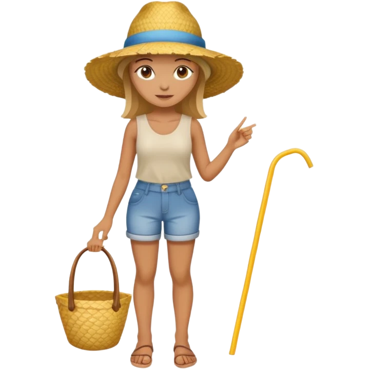 full body woman with straw hat emoji