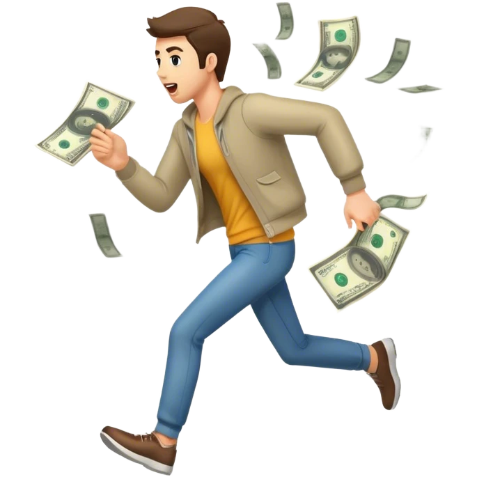 guy running away with money  emoji