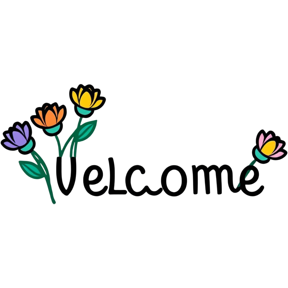 welcome banner with flowers emoji