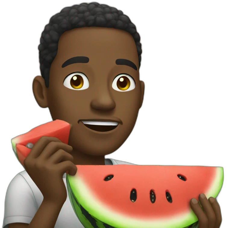 Black man eating watermelon emoji