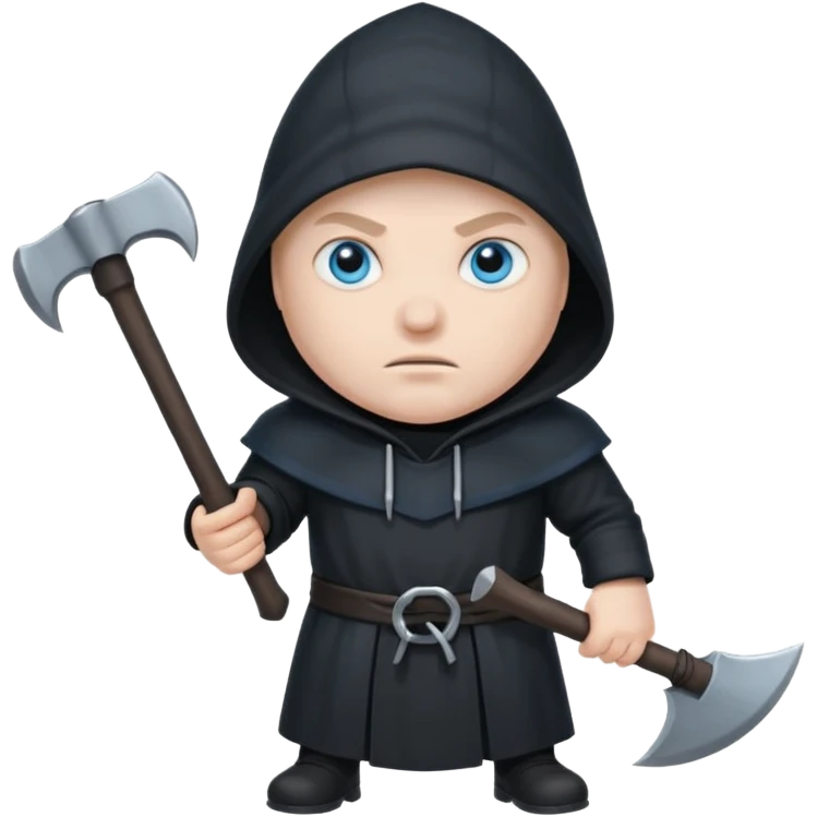 an executioner with a black hood so we can't see his face but only his eyes and an axe in his hand emoji