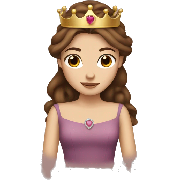 Princess with brown hair and crown emoji