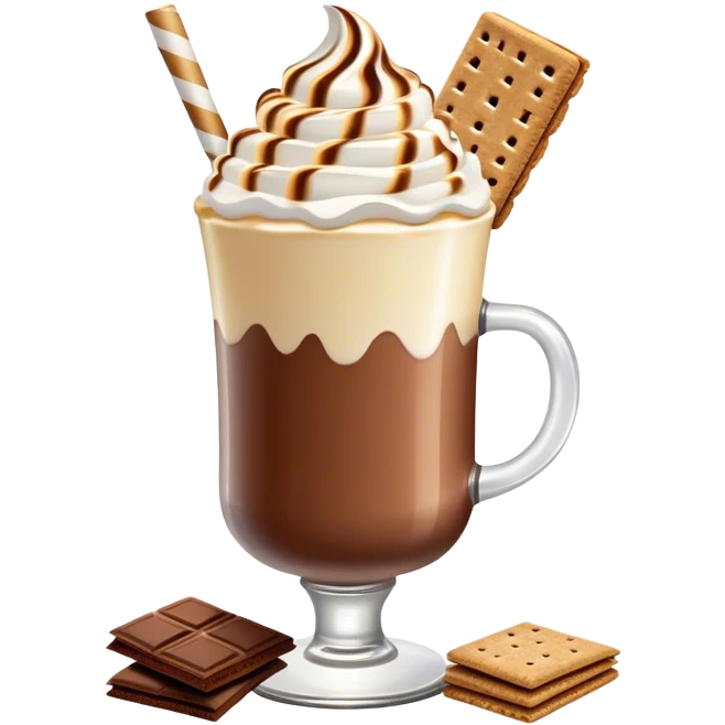 gourmet boozy s'mores milkshake, decadent and chocolatey emoji