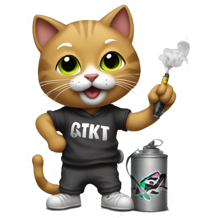 Cat doing graffiti emoji