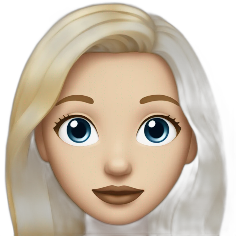blonde girl with silky hair , darker blue eyes and lighter skin and rose lips emoji