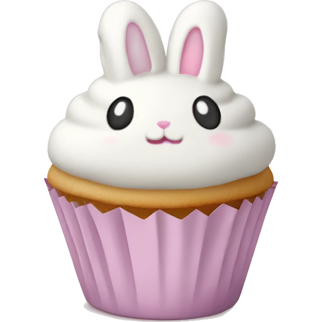 Easter white light pink cupcake bunny  emoji