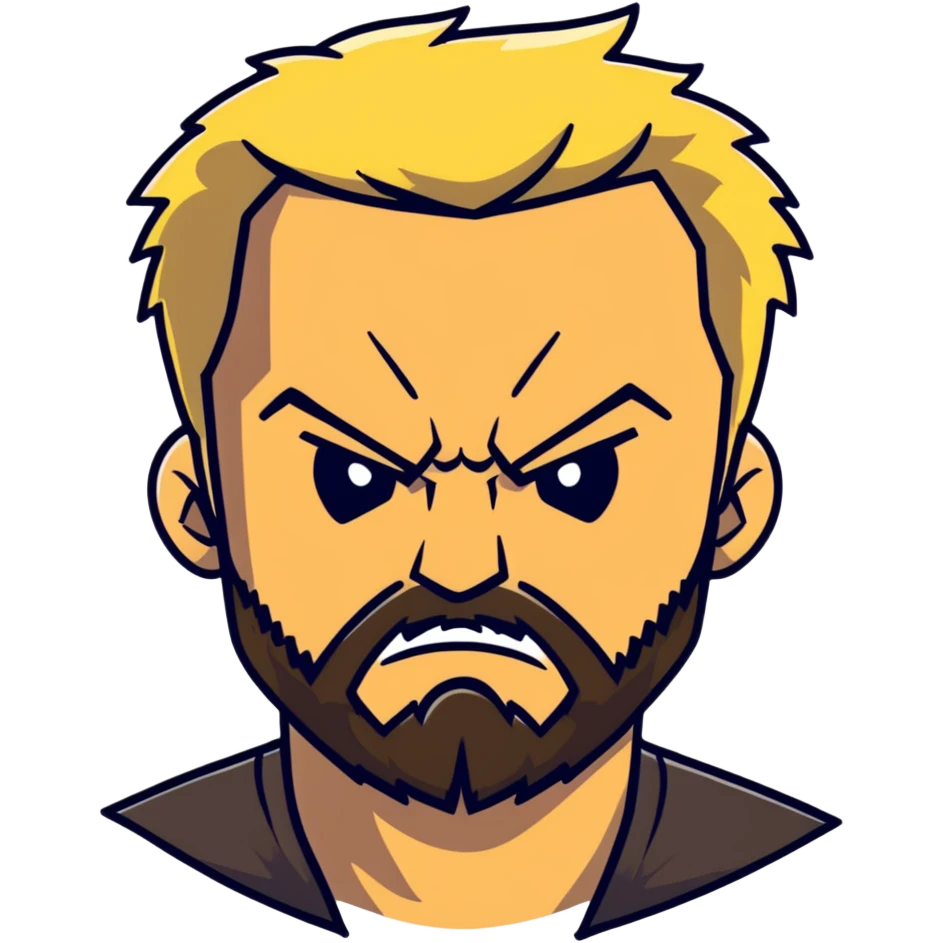 angry man with blonde hair and beard emoji