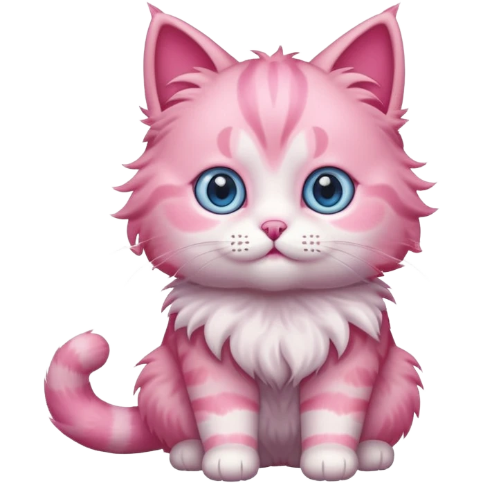 cute pink cat, full body emoji