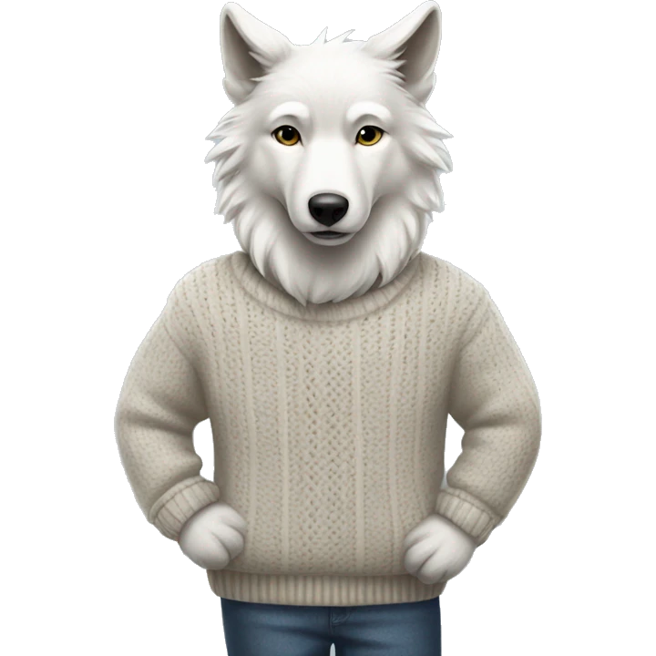 White wolf wearing sweater  emoji