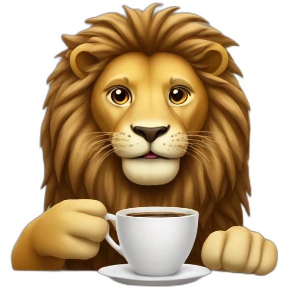 Lion drinking coffee emoji