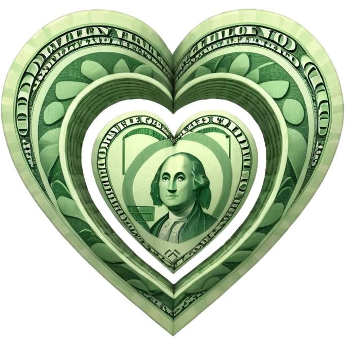 A heart of dollars emoji