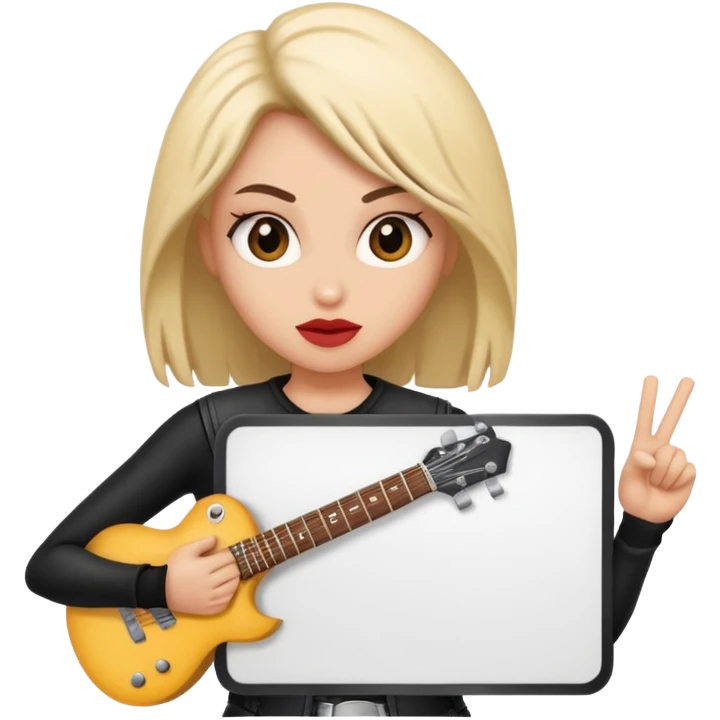 A rocker chick holding a large blank sign emoji