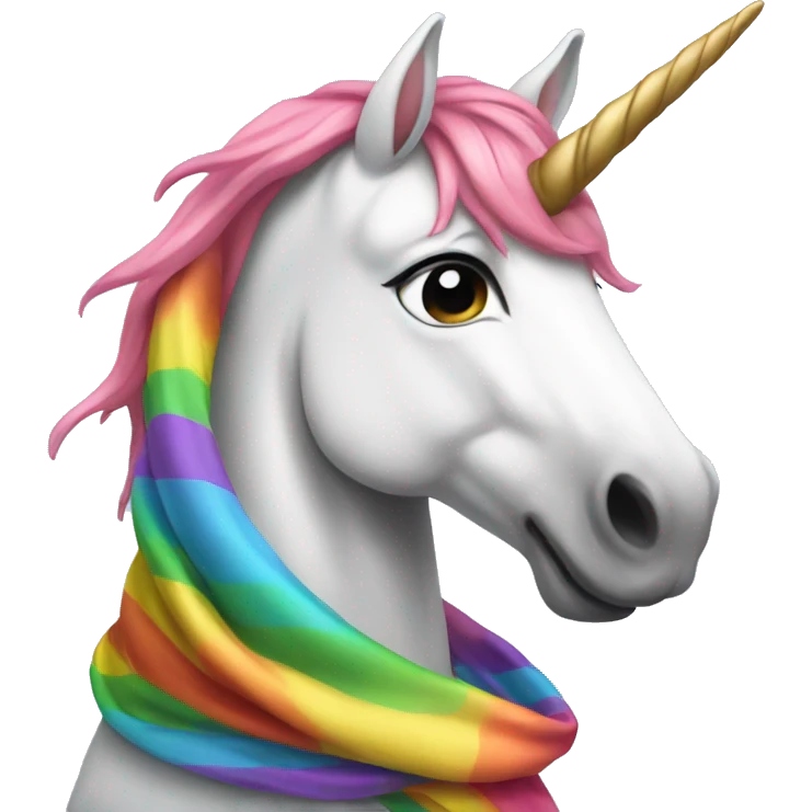 Unicorn wearing a rainbow scarf emoji